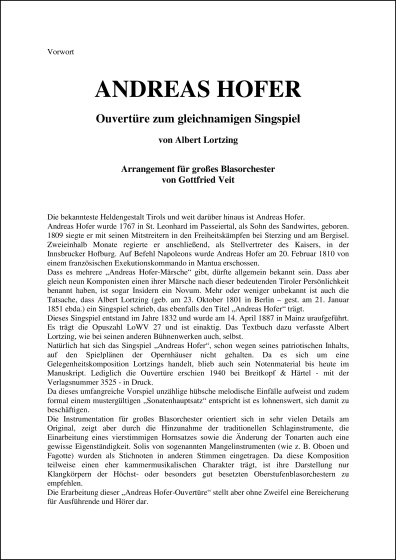 Andreas Hofer - Ouvertüre zum gleichnamigen Singspiel