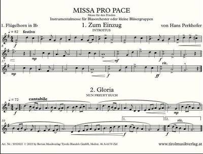 Missa pro pace - Messe für den Frieden - Blechbläserquintett