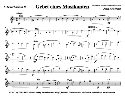 Ein Hoch den Musikanten / Gebet eines Musikanter