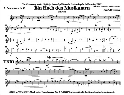 Ein Hoch den Musikanten / Gebet eines Musikanter