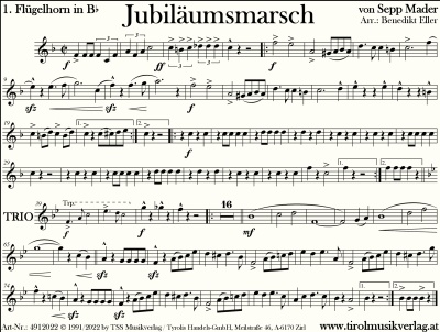 Jubiläumsmarsch Noten im Marschbuchformat